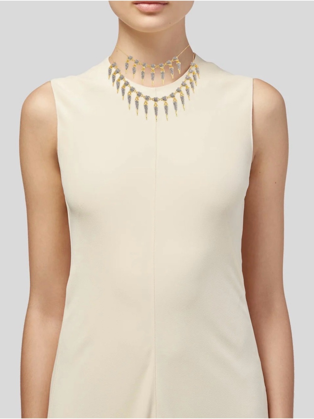 ALEXIS BITTAR Solanales Crystal Layered Fringe Necklace Gold Clear JN11 JL22